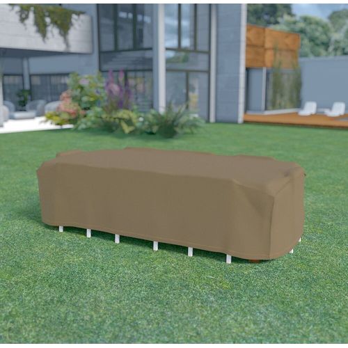 Housse De Protection Pour Table Rectangulaire + 8 Chaises Covertop - Taupe - 325 X 205 X 90 Cm