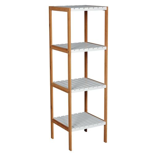Etagère 4 Niveaux Bambou & Mdf Bambou & Blanc - Msv