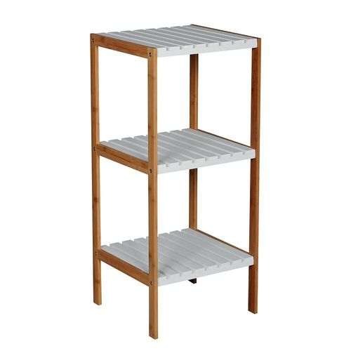 Etagère 3 Niveaux Bambou & Mdf Blanc - Msv