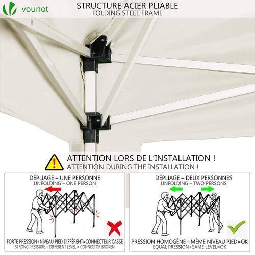 Tonnelle De Jardin 3x3m Pliable Blanche Avec Sac De Transport