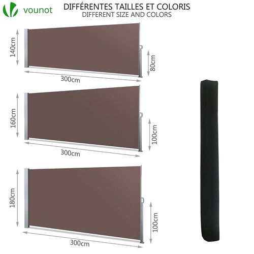 Paravent retractable avec housse de protection 1.4x3M Tan
