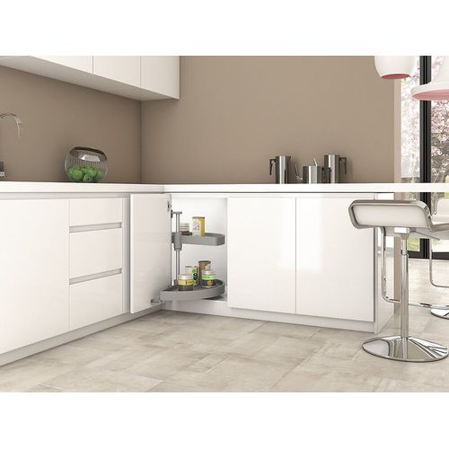 Emuca Jeu De Plateaux Tournants Shelvo 1/2 Lune, 900, Plastique Gris, Plastique Et Aluminium