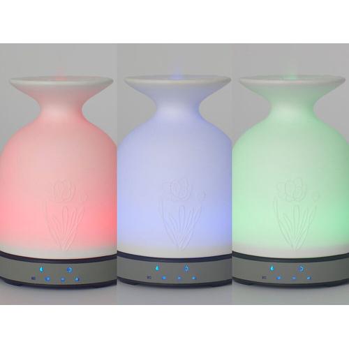 Diffuseur d'arômes céramique en forme de vase avec lumière ambiante LED