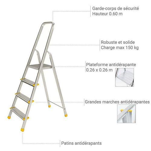 Escabeau 4 Marches - Hauteur Plateforme: 0.80m - 914