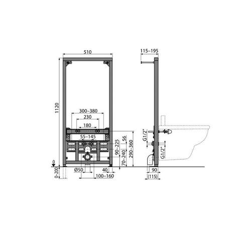 Bâti support pour bidet suspendu (A105/1120)