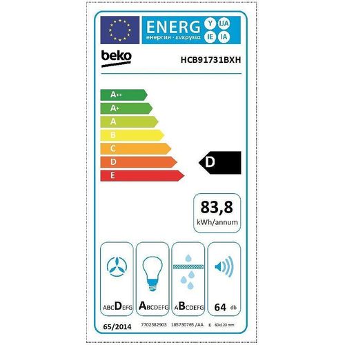 Hotte décorative Beko HCB91731BXH - Acier inoxydable