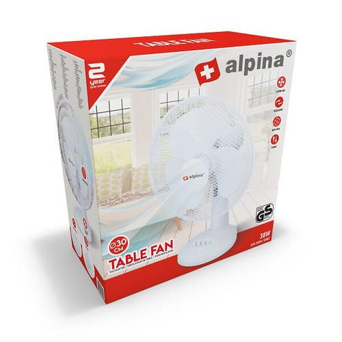 Ventilateur de table Alpina 3 vitesses inclinable blanc
