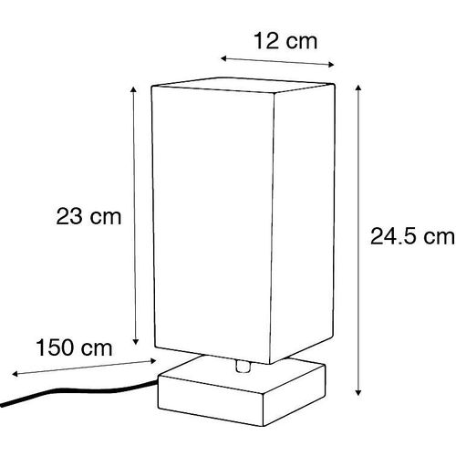 Qazqa Design /Industriel /Moderne Lampe De Table / Lampe Ã¡ Poser / Luminaire / Lumiere / ÃClairage Moderne Noire En Acier - Milo Tissu /Acier Noir,Acier Carrã© /Rectangulaire / Lampe De...
