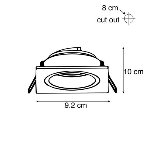 Qazqa Moderne Spot Encastré / Encastrable Carré Blanc Pivotant Et Inclinable - Chuck Acier Blanc Carré / Luminaire / Lumiere / Éclairage / Intérieur / Salon / Cuisine Gu10 Max. 1 X 50 Watt