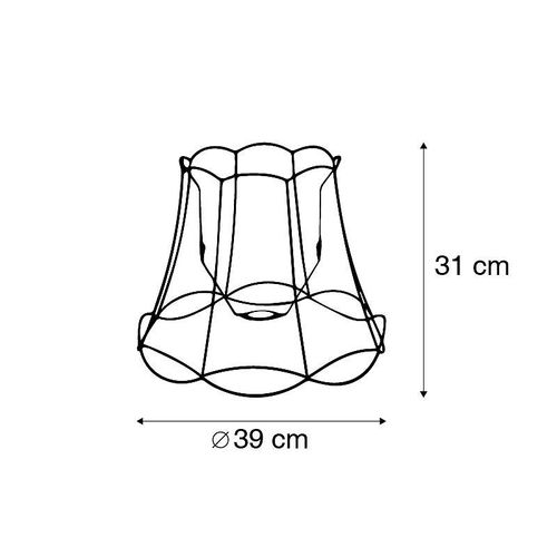 Qazqa Rétro Acier Abat-Jour En Métal Noir 40/31 - Granny Frame , Rond Oblique Abat-Jour Suspendu ,Abat-Jour Lampadaire