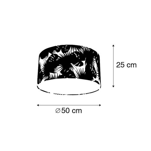 Qazqa Moderne Coton Abat-Jour En Coton 50/50/25 - Feuille , Rond / Cylindrique Abat-Jour Suspendu ,Abat-Jour Lampadaire