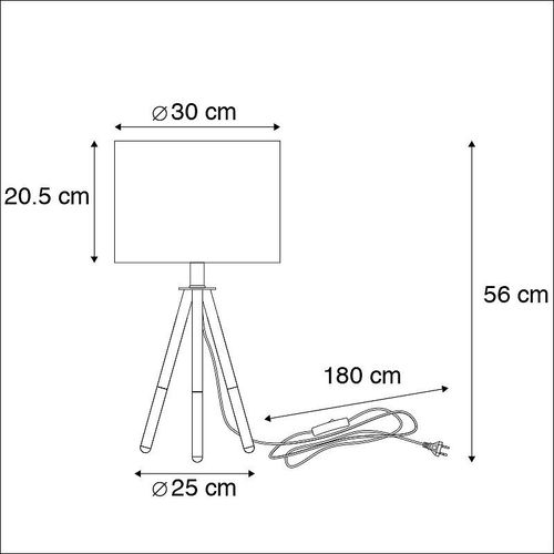 Qazqa Moderne Ensemble Lampe De Table / Lampe Ã¡ Poser / Luminaire / Lumiere / ÃClairage Et Lampadaire / Lampe De Sol / Lampe Sur Pied / Luminaire / Lumiere / ÃClairage Noir Avec Abat-Jour...