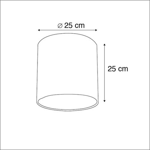 Qazqa Classique/Antique Coton Abat-Jour Velours Rose 25/25/25 Avec Intérieur Doré , Rond / Cylindrique Abat-Jour Suspendu ,Abat-Jour Lampadaire