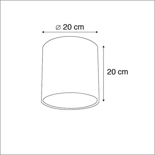 Qazqa Classique/Antique Coton Abat-Jour Velours Taupe 20/20/20 Avec Intérieur Doré , Rond / Cylindrique Abat-Jour Suspendu ,Abat-Jour Lampadaire