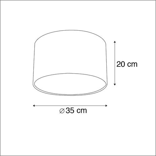 Qazqa Moderne Coton Abat-Jour Velours Papillon Design 35/35/20 Doré À L'intérieur , Rond / Cylindrique Abat-Jour Suspendu ,Abat-Jour Lampadaire
