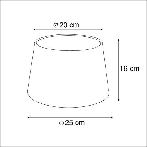 Qazqa Moderne Coton Abat-Jour En Coton Noir 25/20/16 Avec Intérieur Doré , Rond Oblique Abat-Jour Suspendu ,Abat-Jour Lampadaire