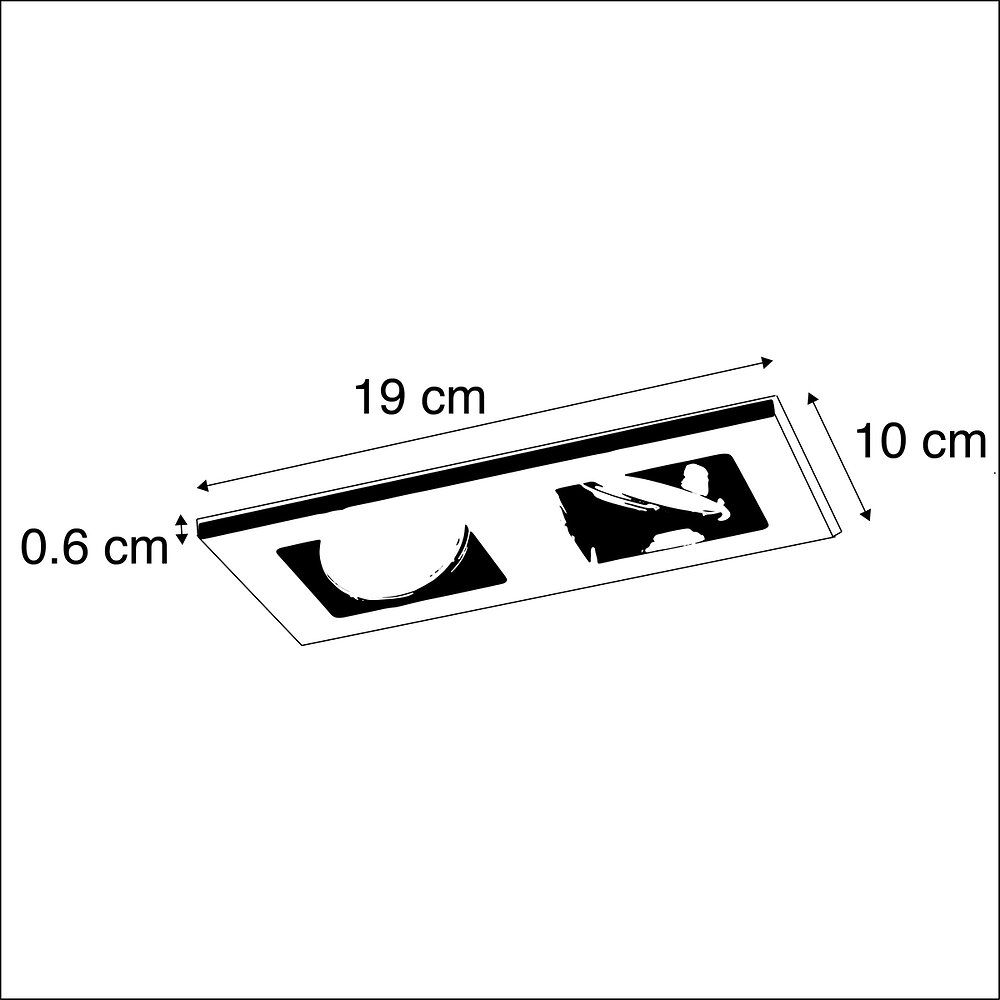 QAZQA Moderne Spot encastrable rectangulaire 2 lumi&Atilde;&iquest;res noir - Qure