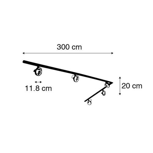 Qazqa Moderne Système De Rail À 5 Plafonnier Spots Noir Monophasé - Go Aluminium /Plastique /Acier Noir Oblongue / Luminaire / Lumiere / Éclairage / Intérieur / Salon / Cuisine G9 Max. 5 X 40 Watt