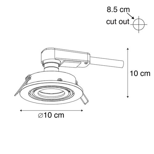 Qazqa Moderne Moderne Ronde Inbouwspot Zwart Verstelbaar - Club Aluminium Noir Rond / Luminaire / Lumiere / Éclairage / Intérieur / Salon / Cuisine Gu10 Max. 1 X 50 Watt