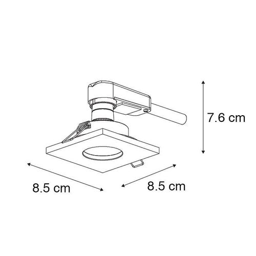 Qazqa Moderne Spot Encastrable De Salle De Bain Moderne Noir - Doku Aluminium Noir Carré / Extérieur / Jardin / Luminaire / Lumiere / Éclairage / Intérieur / Salon / Cuisine Gu10 Max. 1 X 50 Watt