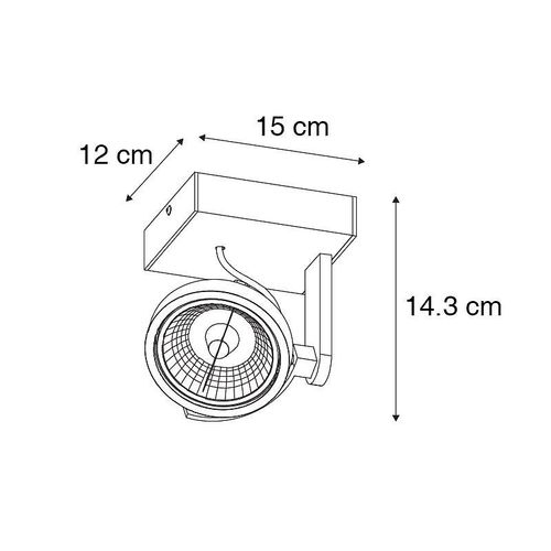 Qazqa Moderne Moderne Plafonnier À Plafonnier Spot À Fixer Au Plafond Zwart - Master 111 Aluminium Noir Oblongue / Luminaire / Lumiere / Éclairage / Intérieur / Salon / Cuisine Gu10 Max. 1 X 50 Watt