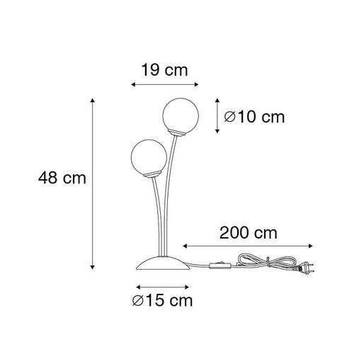 Qazqa Rustique Lampe De Table / Lampe Ã¡ Poser / Luminaire / Lumiere / ÃClairage Moderne Noire Ã  2 Lumiã¿Res Avec Verre Fumã© - Athã¿Nes Acier / Noir Oblongue / Intã©Rieur / Salon G9 Max. 2 X 28 Watt