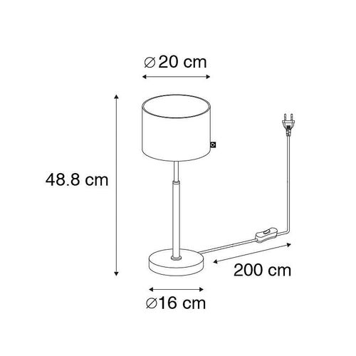 Qazqa Moderne Lampe De Table / Lampe Ã¡ Poser / Luminaire / Lumiere / ÃClairage Moderne Abat-Jour En Tissu Noir Avec Or / Dorã©E / D'or - Vt 1 /Acier Noir Rond / Intã©Rieur / Salon E27 Max. 1 X 60 Watt