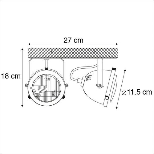 Qazqa Industriel Smart Plafonnier ? Plafonnier Spot À Fixer Au Plafond Industriel Gris Avec Bois Avec 2 Ampoules Wifi Gu10 - Emado /Acier Gris,Marron Oblongue / Luminaire / Lumiere / Éclairage / Intérieur / Salon / Cuisine Gu10 Max. 2 X 5 Watt