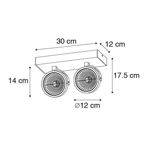 Qazqa Moderne Design Plafonnier ? Plafonnier Spot À Fixer Au Plafond Zwart Verstelbaar 2 Ampoules-Lichts - Go Aluminium Noir Rectangulaire / Luminaire / Lumiere / Éclairage / Intérieur /...