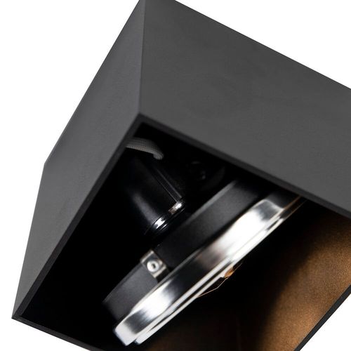 Qazqa Moderne Design Plafonnier ? Plafonnier Spot À Fixer Au Plafond Zwart Vierkant - Box Aluminium Noir Cube / Luminaire / Lumiere / Éclairage / Intérieur / Salon / Cuisine G9 Max. 1 X 3...