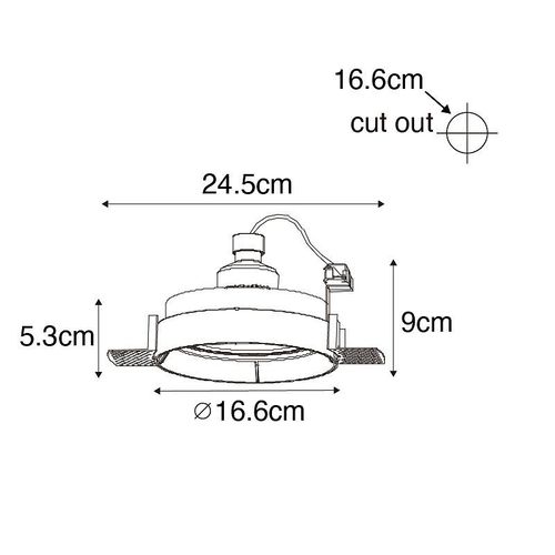 Qazqa Moderne Moderne Inbouwspot Zwart Gu10 Ar111 Rond Trimless - Oneon Honey Aluminium Noir Rond / Luminaire / Lumiere / Éclairage / Intérieur / Salon / Cuisine Gu10 Max. 1 X 50 Watt