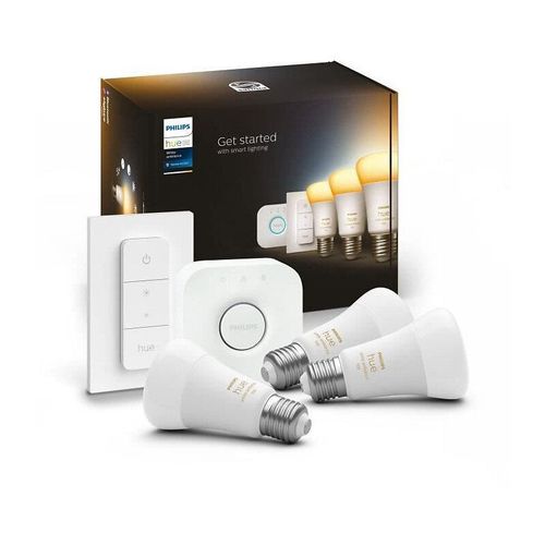 Kit De Démarrage Philips Hue White Ambiance E27 - 3 Ampoules Connectées + Bridge + Variateur