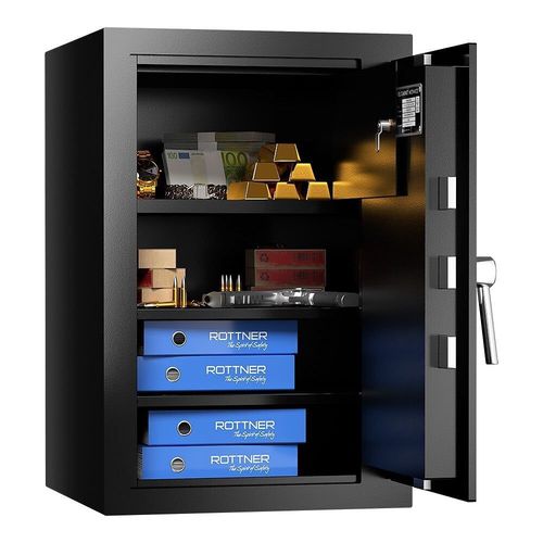 Rottner Monaco 6 Coffre-fort Noir Certifié Anti-effraction à Serrure Électronique