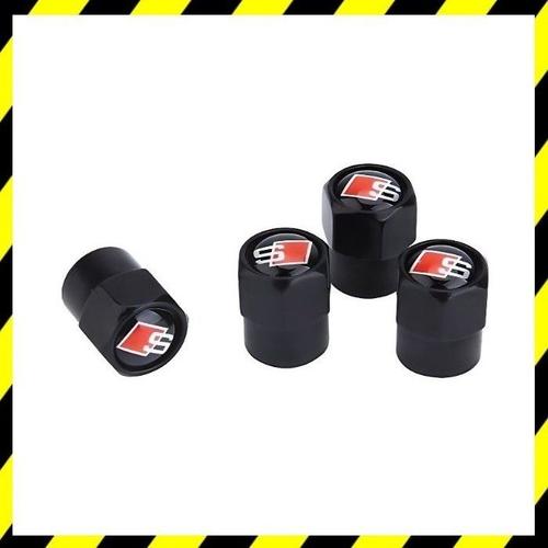 Lot De 4 Bouchons De Valve Audi Sline Noir Alu