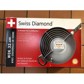 Wok 32 Cm Induction +Couvercle Et Grille Swiss Diamond  Neuf 