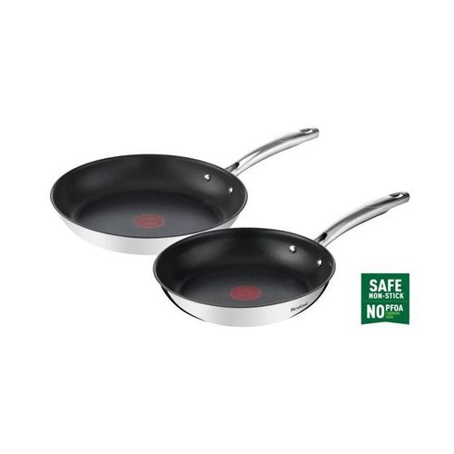 Tefal G732s255 Duetto Set 2 Poeles 24/28 Cm Inox Tous Feux Dont Induction Revetement Anti Adhésif