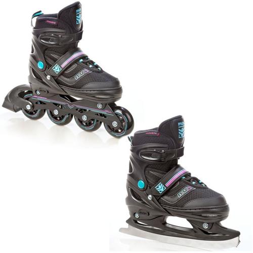 Roller En Ligne Drill Du 38 Au 41 + Patin A Glace Adulte - Enfant Mixte Taille Ajustable Noir/Menthe Raven