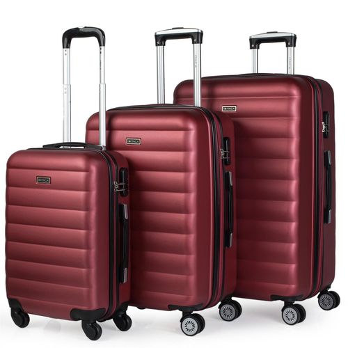 Set De 3 Valises De Voyage Rigides 4 Roues Trolley ABS. Extensibles Résistantes Et Légères. Poignée 2 Anses Et Cadenas. Petite Moyenne Et Grande. 71200