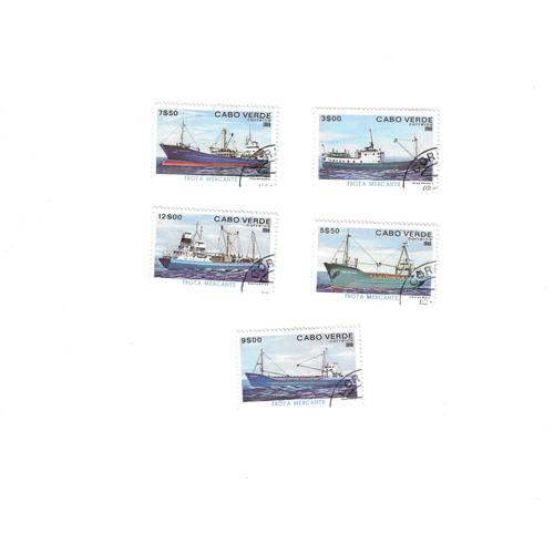 Cap Vert - Lot De 5 Timbres Oblitérés 1980 Bateaux