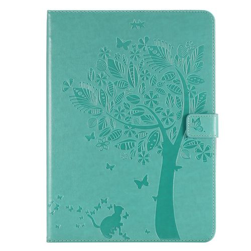 Étui Pour Ipad Mini 6 Pu Cuir Poche Cas Flip Coque Protection Housse Stand Case Chat Et Arbre,Vert
