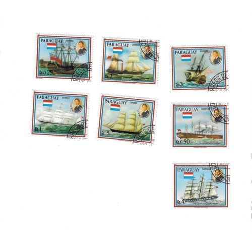 Paraguay - Lot De 7 Timbres Oblitérés Bateaux