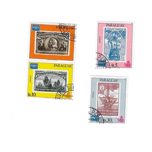 Paraguay- Lot De 4 Timbres Oblitérés Bateaux