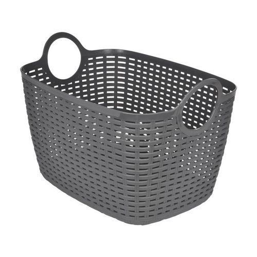 Paris Prix - Panier à Linge Arrondi "tressé" 30l Gris