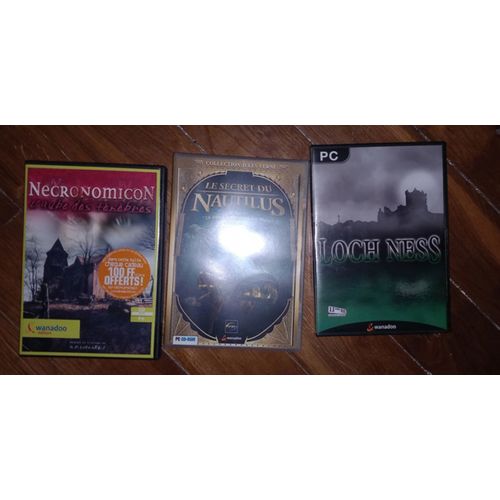 Lot De 3 Jeux Vidéos Pc : Necronomicon, Loch Ness, Nautilus