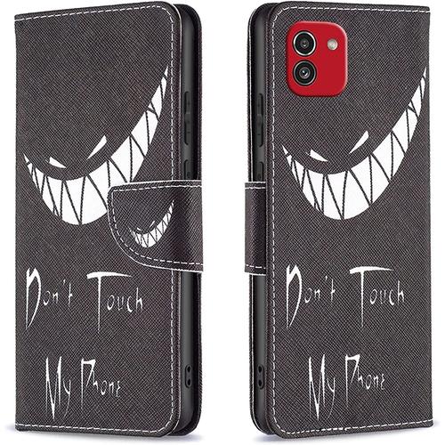 Coque Pour Samsung Galaxy A03 (Pas Pour A03s) Coque, Etui Housse Flip Case Coque En Cuir Motif Coloré Dessin Avec Porte Carte Magnétique Rabat Clapet Étui Coque Pour Samsung Galaxy A03,Noir Blanc