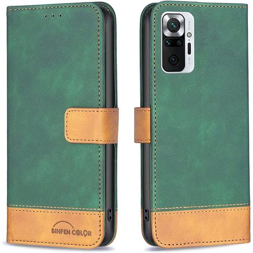 Coque Pour Xiaomi Redmi Note 10 Pro (Pas Pour Xiaomi Redmi Note 10) Coque, Étui Housse Portefeuille Flip Case Cuir Coque Rabat Clapet Porte Carte Magnétique Coque Pour Xiaomi Redmi Note 10 Pro,Vert