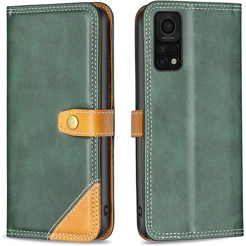 Coque Pour Xiaomi Mi 10t / Xiaomi Mi 10t Pro Coque, Étui Housse Portefeuille Flip Case Cuir Coque Rabat Clapet Avec Porte Carte Antichoc Etui Coque Pour Xiaomi Mi 10t / Xiaomi Mi 10t Pro,Vert