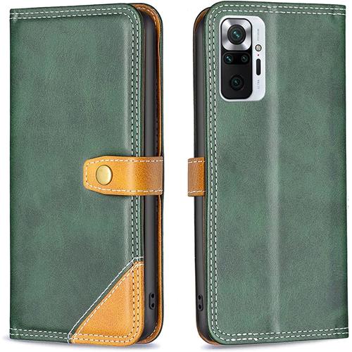 Coque Pour Xiaomi Redmi Note 10 Pro (Pas Pour Xiaomi Redmi Note 10) Coque, Étui Housse Portefeuille Flip Case Cuir Coque Rabat Clapet Avec Porte Carte Etui Coque Pour Xiaomi Redmi Note 10 Pro,Vert