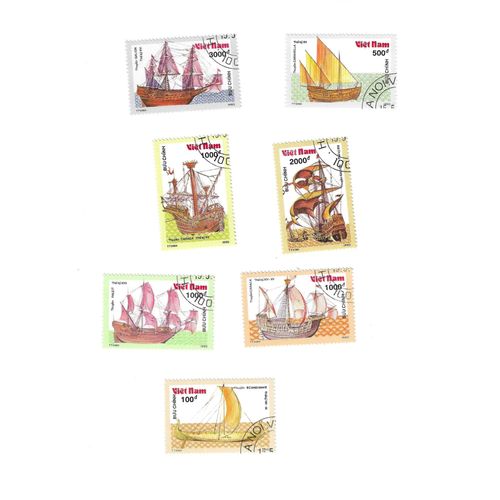 Vietnam - Lot De 7 Timbres Oblitérés 1990 Bateaux