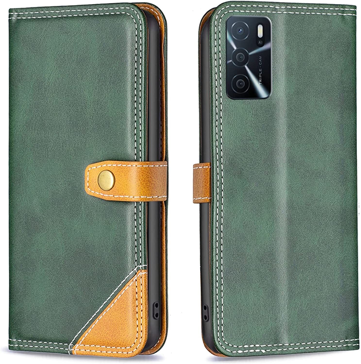 Coque Pour Oppo A54s / Oppo A16 / Oppo A16s Coque, Étui Housse Portefeuille Flip Case Cuir Coque Rabat Clapet Avec Porte Carte Support Antichoc Etui Coque Pour Oppo A54s / Oppo A16 / Oppo A16s,Vert